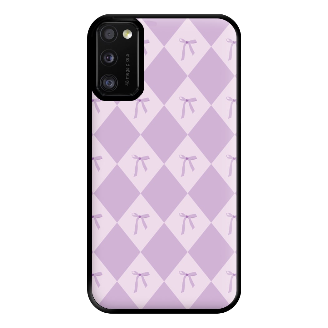 Purple Argyle Coquette Pattern Phone Case for Galaxy A41