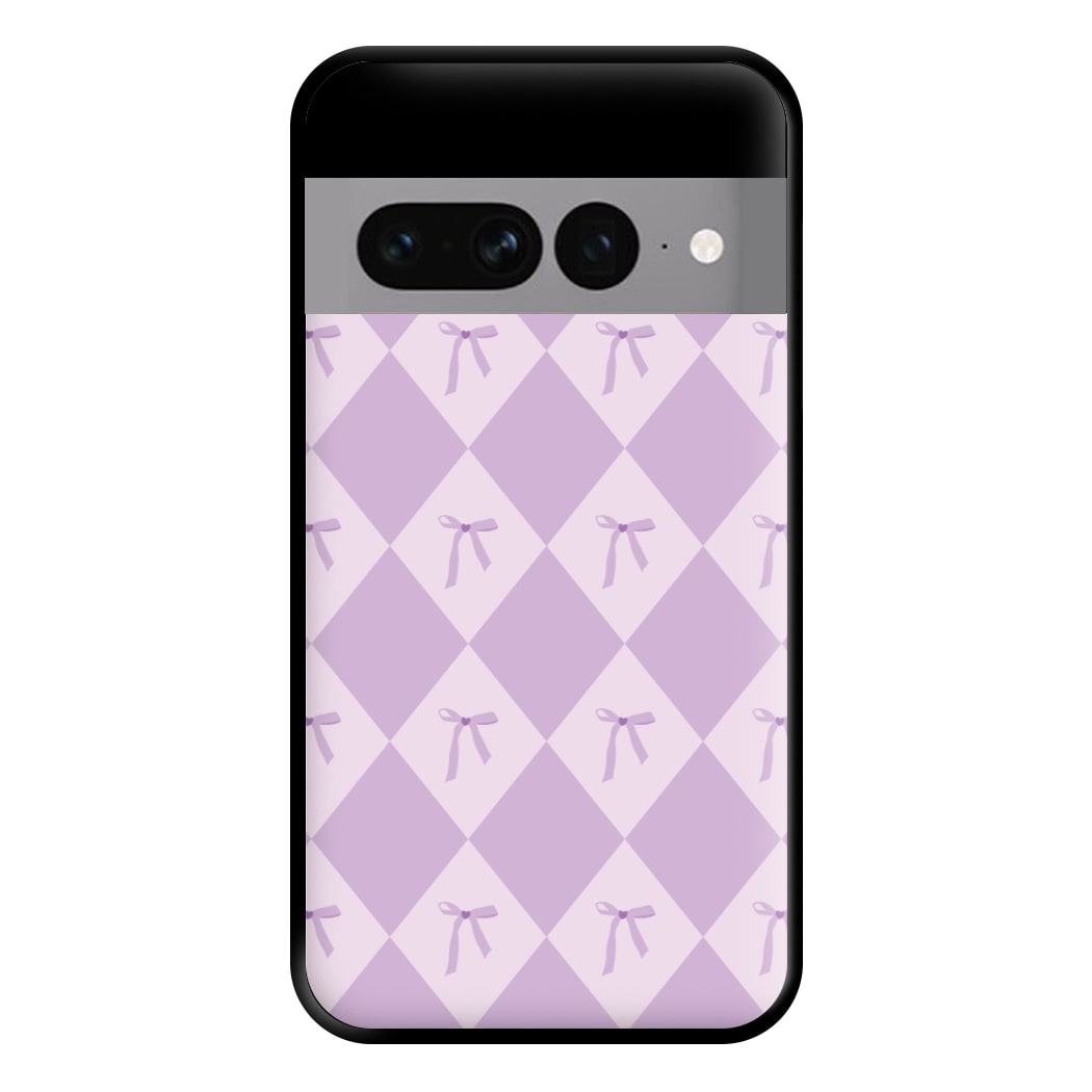 Purple Argyle Coquette Pattern Phone Case for Google Pixel 7 Pro