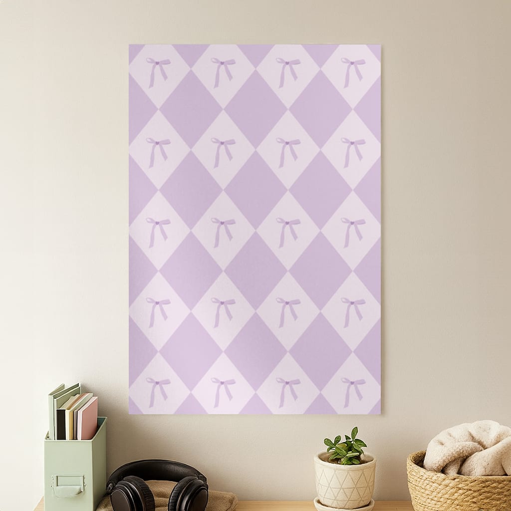 Purple Argyle Coquette Pattern Poster