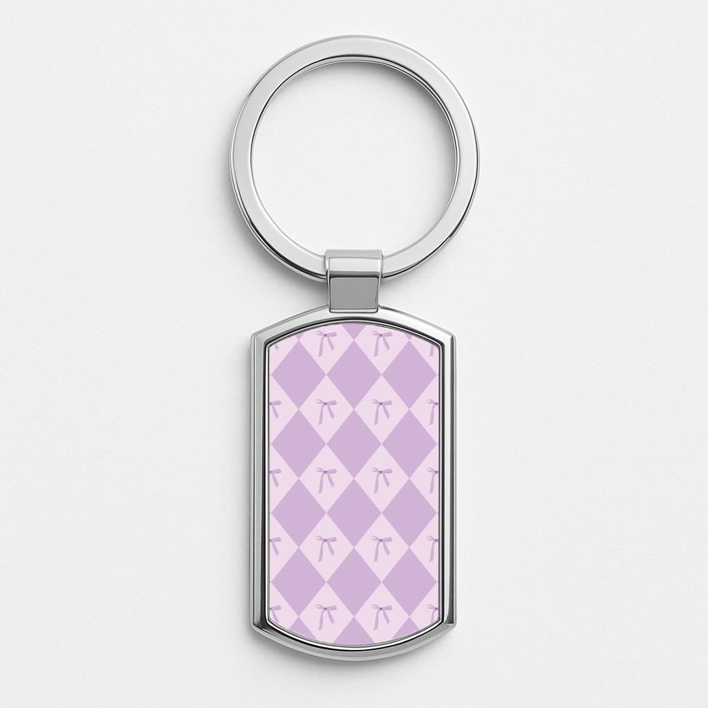 Purple Argyle Coquette Pattern Luxury Keyring