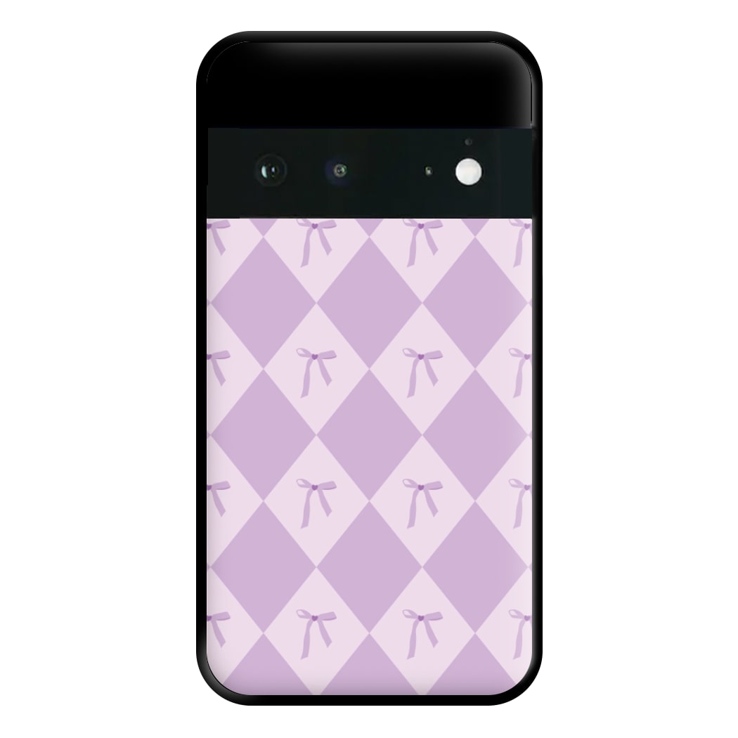 Purple Argyle Coquette Pattern Phone Case for Google Pixel 6a