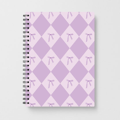 Purple Argyle Coquette Pattern Notebook