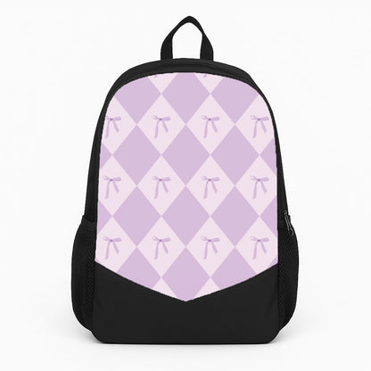 Purple Argyle Coquette Pattern Large Backpack