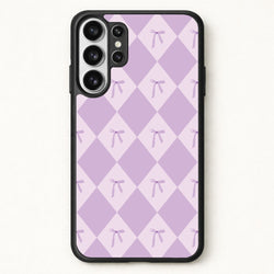 Purple Argyle Coquette Pattern Phone Case for Galaxy S26 Ultra