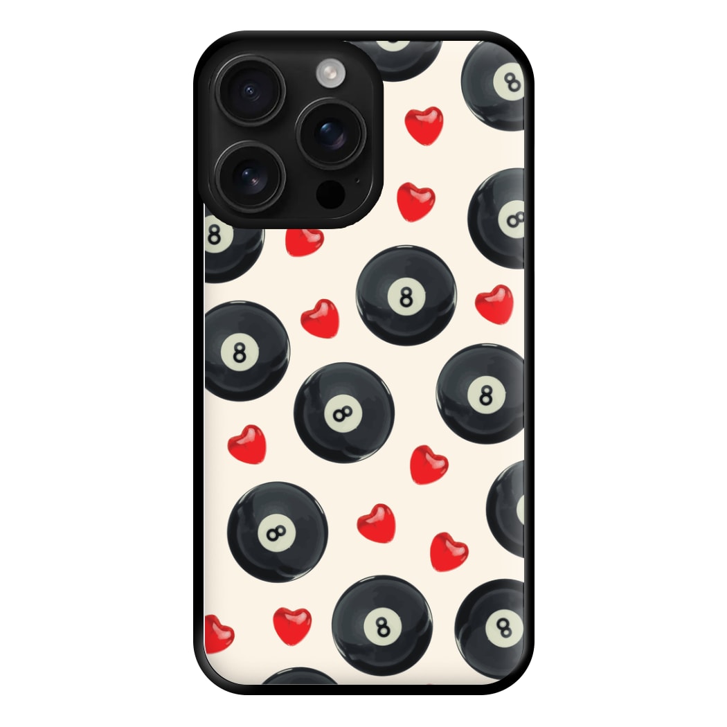 8-Balls And Hearts Pattern Phone Case for iPhone 16 Pro Max