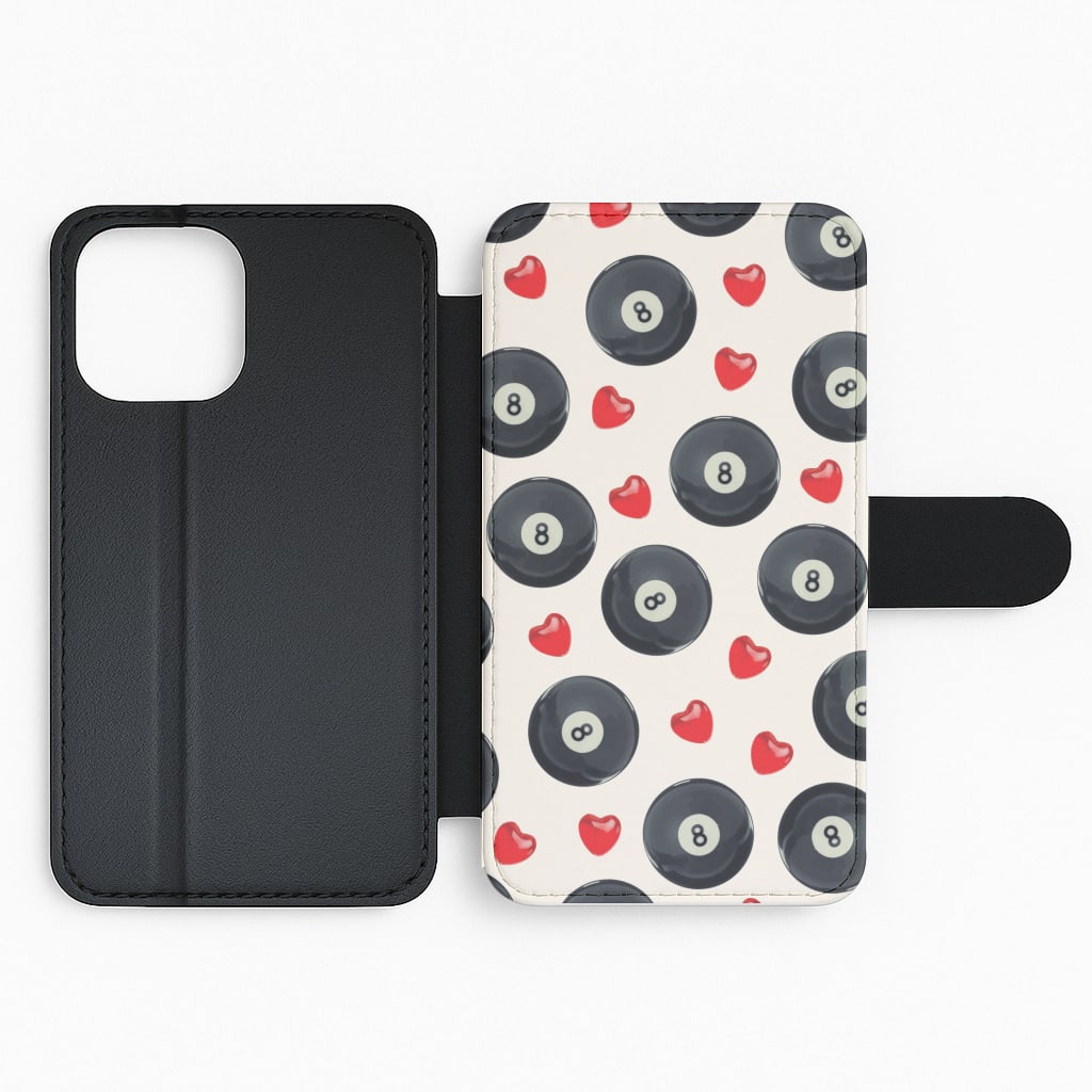 8-Balls And Hearts Pattern Flip Phone Case