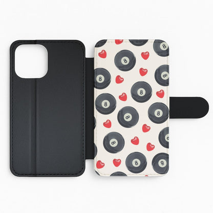 8-Balls And Hearts Pattern Flip Phone Case