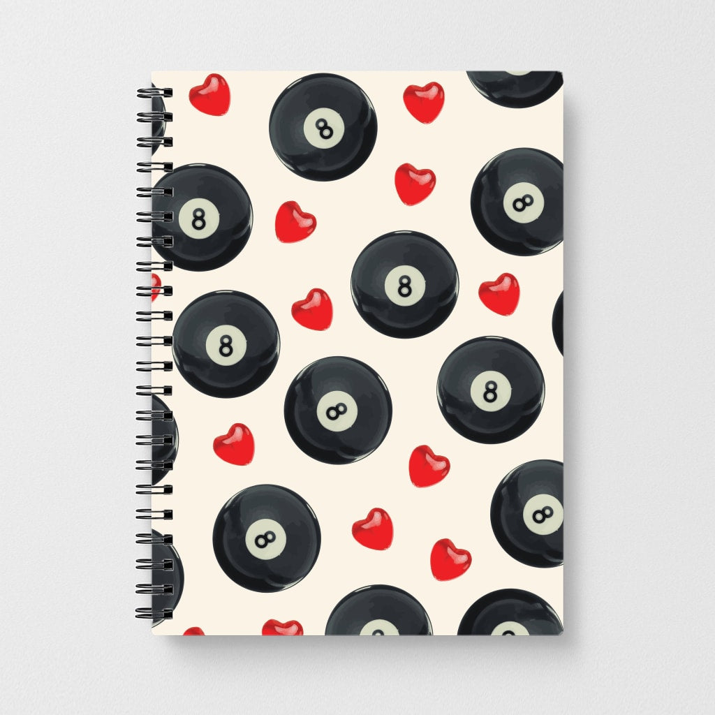 8-Balls And Hearts Pattern Notebook