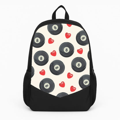 8-Balls And Hearts Pattern Large Backpack