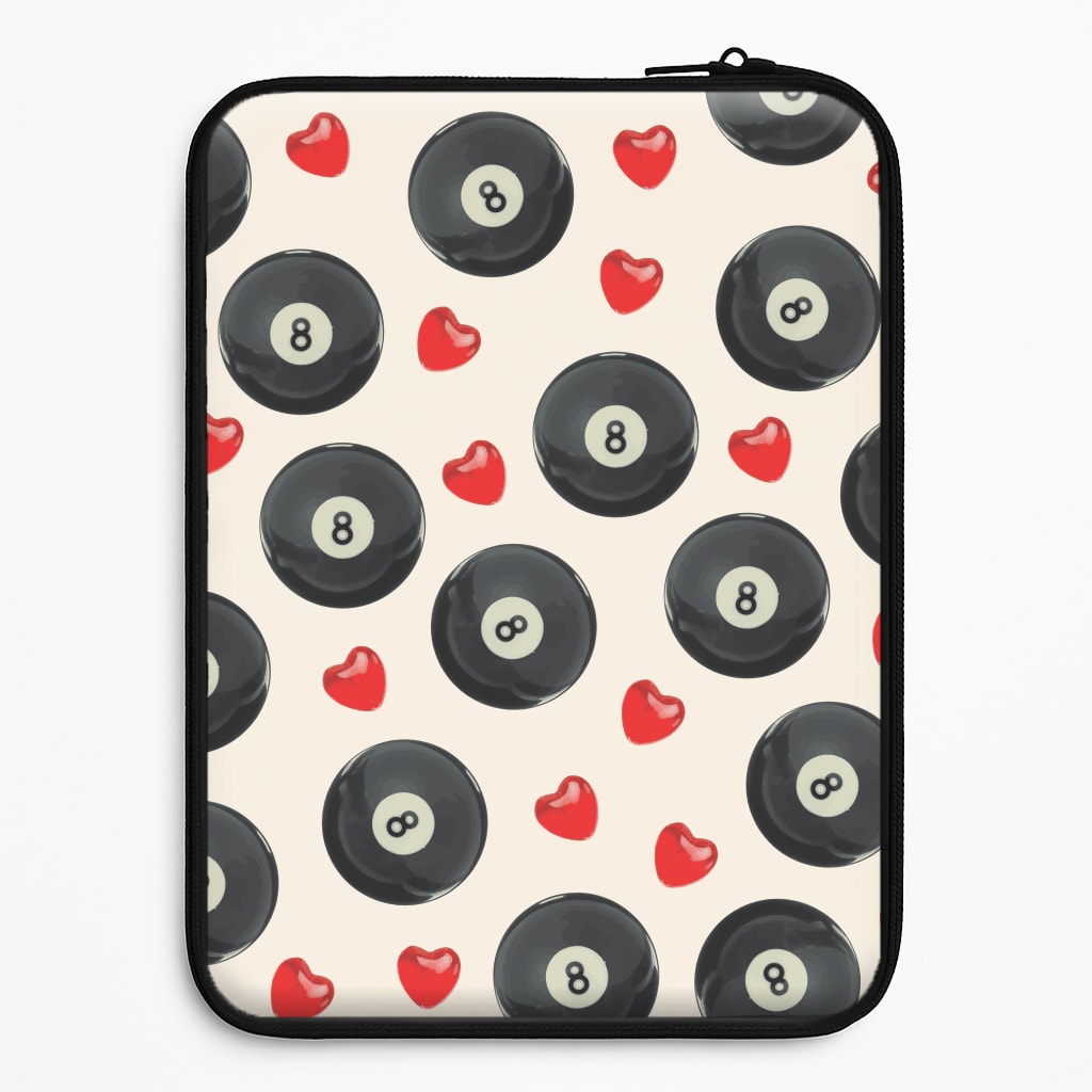 8-Balls And Hearts Pattern Laptop Sleeve