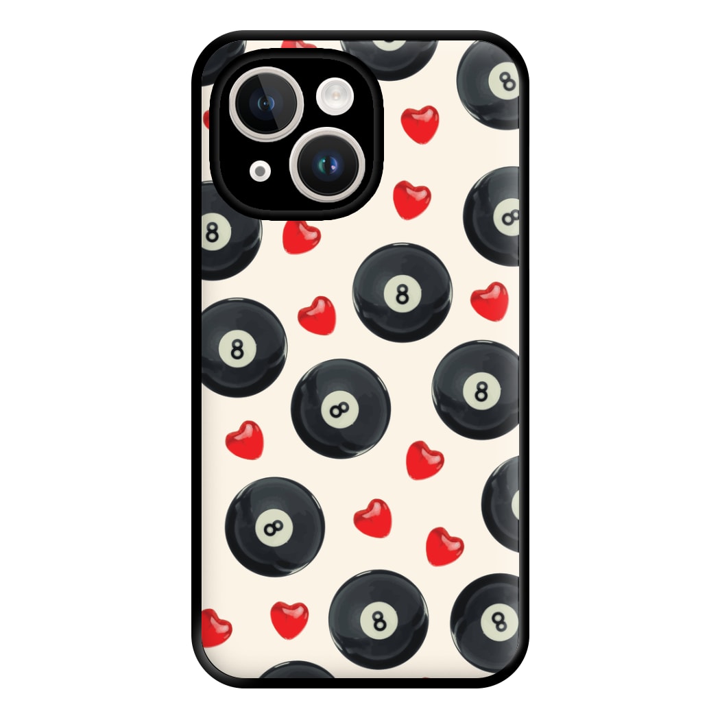 8-Balls And Hearts Pattern Phone Case for iPhone 14 Plus