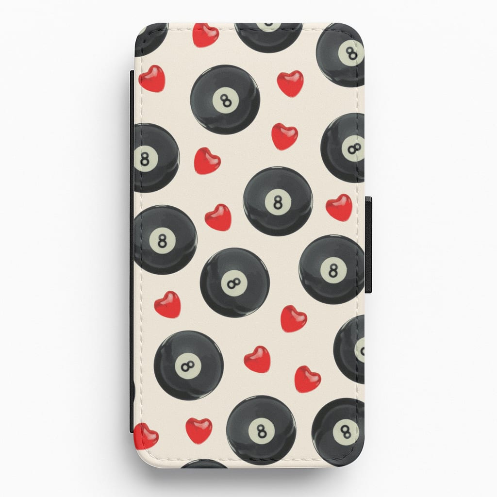 8-Balls And Hearts Pattern Flip / Wallet Phone Case