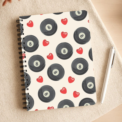 8-Balls And Hearts Pattern Notepad
