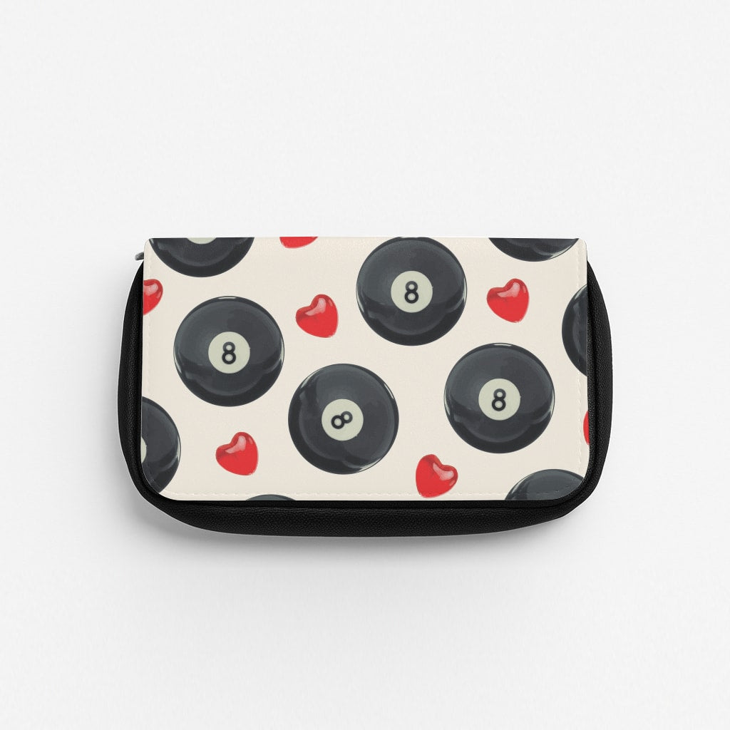 8-Balls And Hearts Pattern Pencil Case