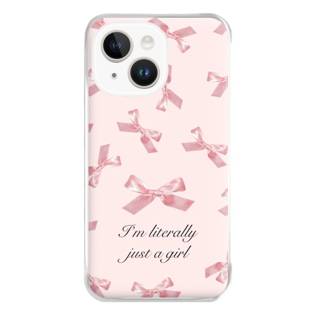 I'm Literally Just A Girl Bows Pattern Phone Case for iPhone 14 Plus