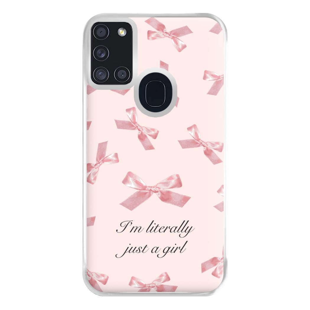 I'm Literally Just A Girl Bows Pattern Phone Case for Galaxy A21s