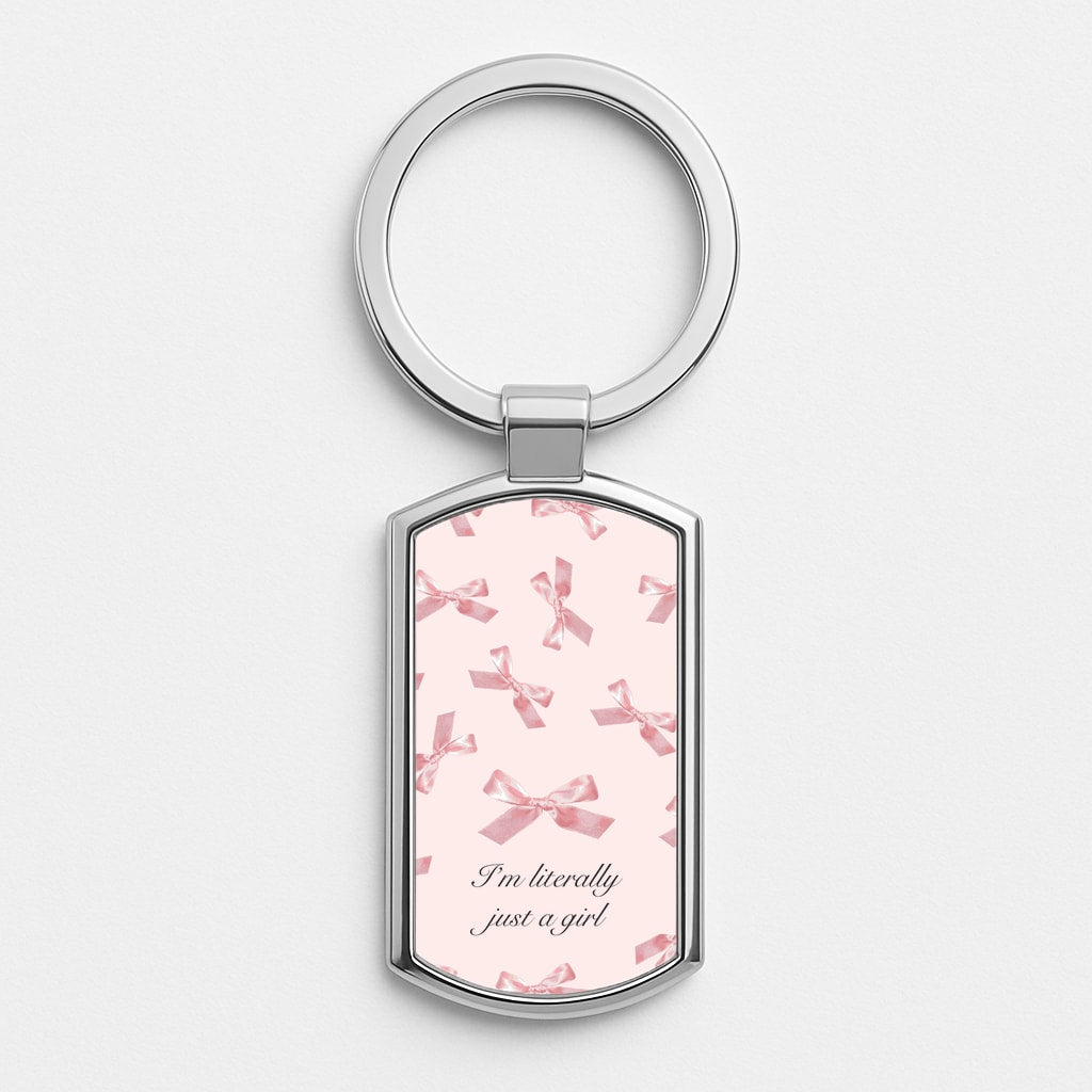 I'm Literally Just A Girl Bows Pattern Luxury Keyring