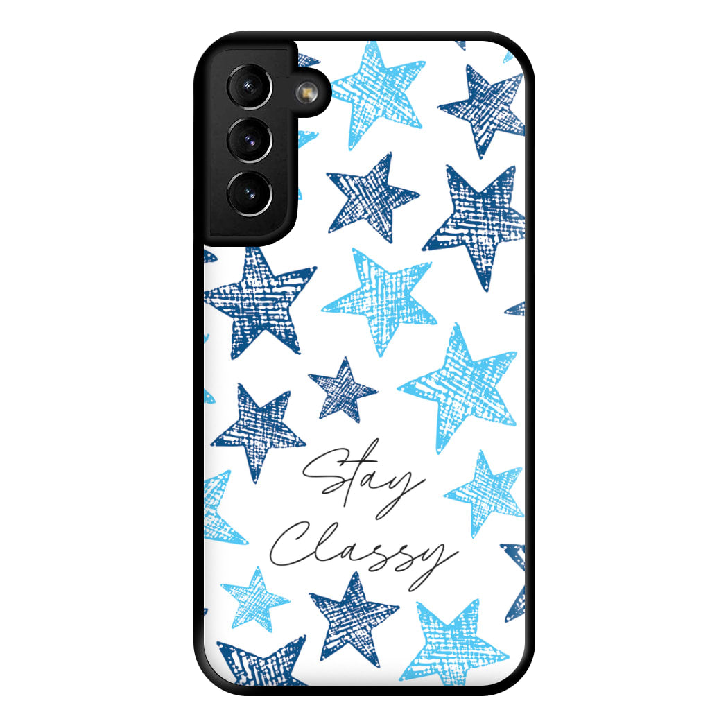 Stay Classy Blue Stars Pattern Phone Case for Galaxy S21 Plus