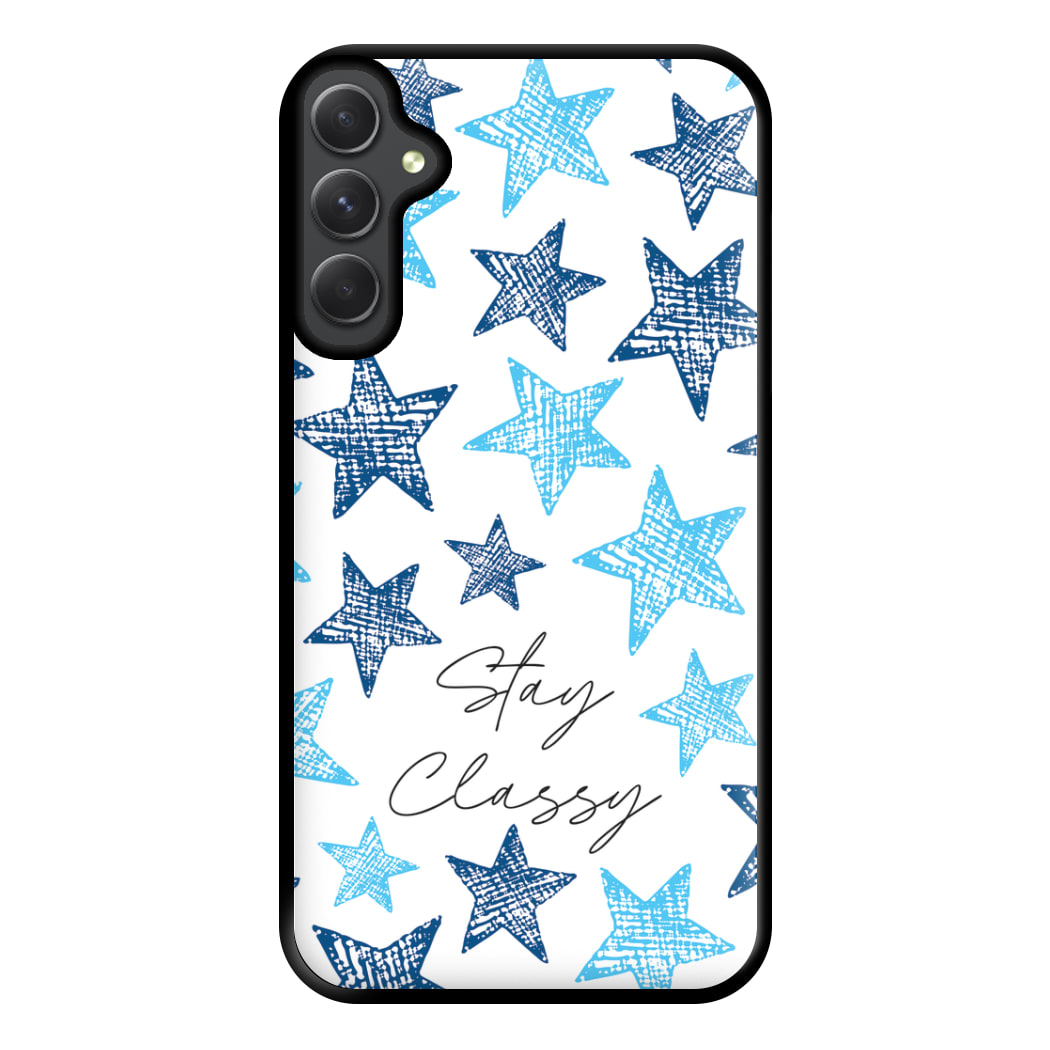 Stay Classy Blue Stars Pattern Phone Case for Galaxy A34
