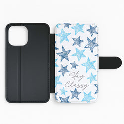 Stay Classy Blue Stars Pattern Flip Phone Case