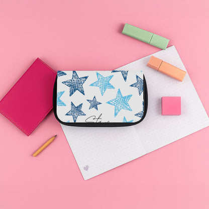 Stay Classy Blue Stars Pattern Pencil Case