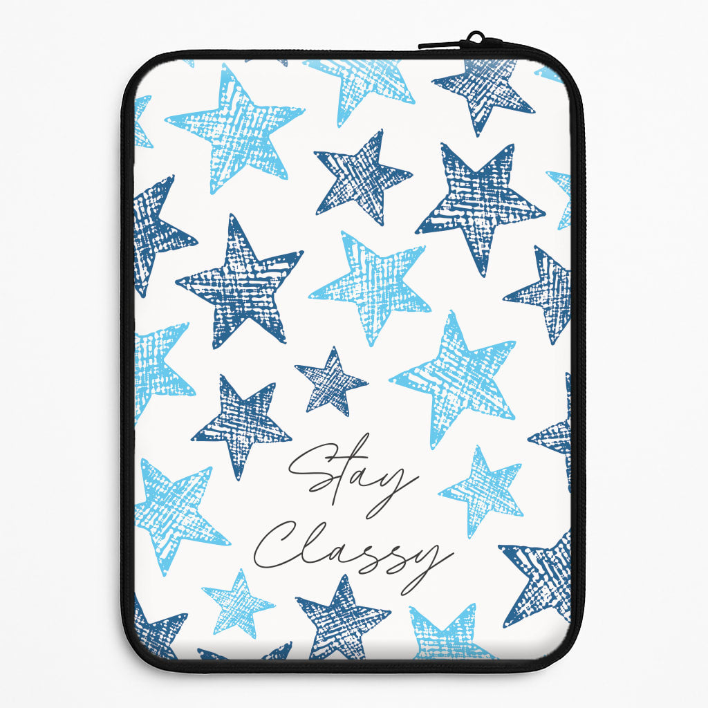 Stay Classy Blue Stars Pattern Universal Laptop Sleeve