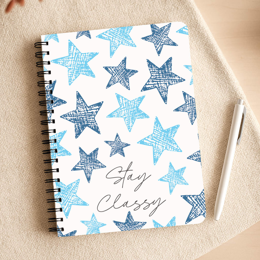 Stay Classy Blue Stars Pattern Notepad