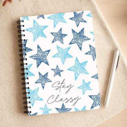 Stay Classy Blue Stars Pattern Notepad