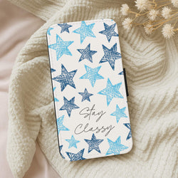 Stay Classy Blue Stars Pattern Wallet Phone Case