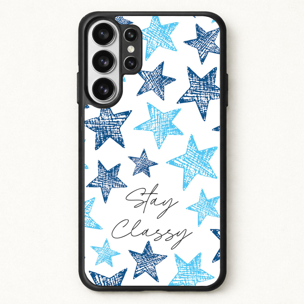 Stay Classy Blue Stars Pattern Phone Case for Galaxy S26 Ultra
