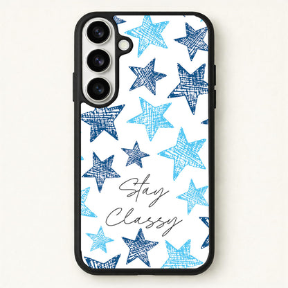 Stay Classy Blue Stars Pattern Phone Case for Galaxy S26