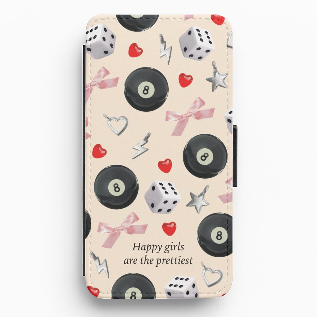 Happy Girls Are The Prettiest Pattern Flip / Wallet Phone Case
