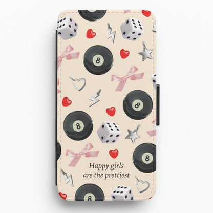 Happy Girls Are The Prettiest Pattern Flip / Wallet Phone Case