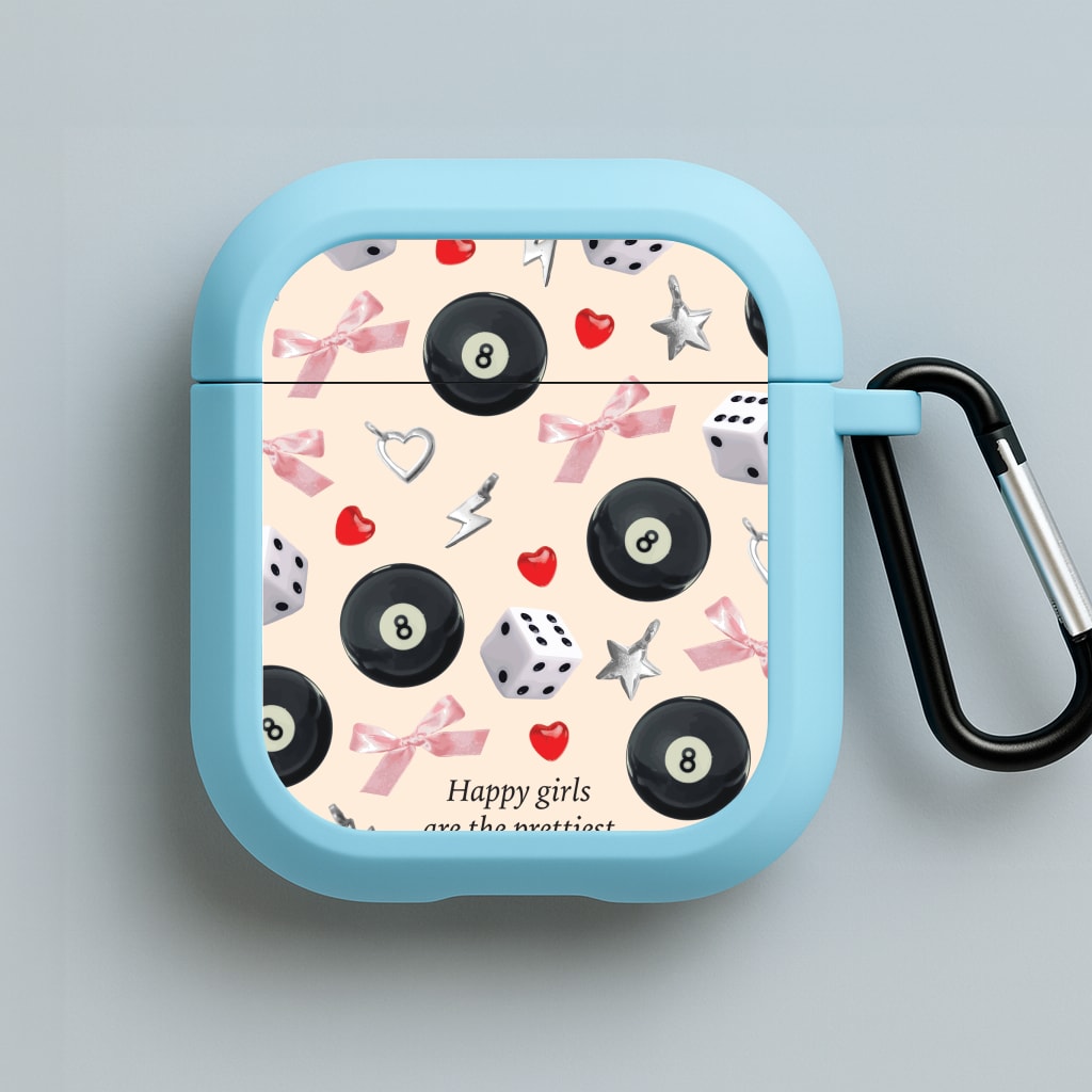 Happy Girls Are The Prettiest Pattern Blue AirPods Case