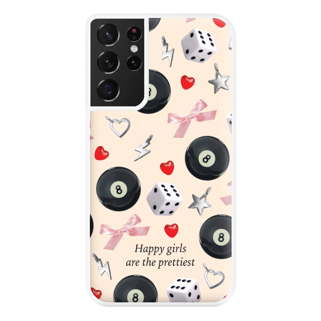 Happy Girls Are The Prettiest Pattern Phone Case for Galaxy S21 Ultra