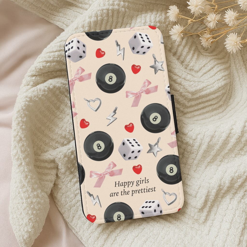 Happy Girls Are The Prettiest Pattern Wallet Phone Case