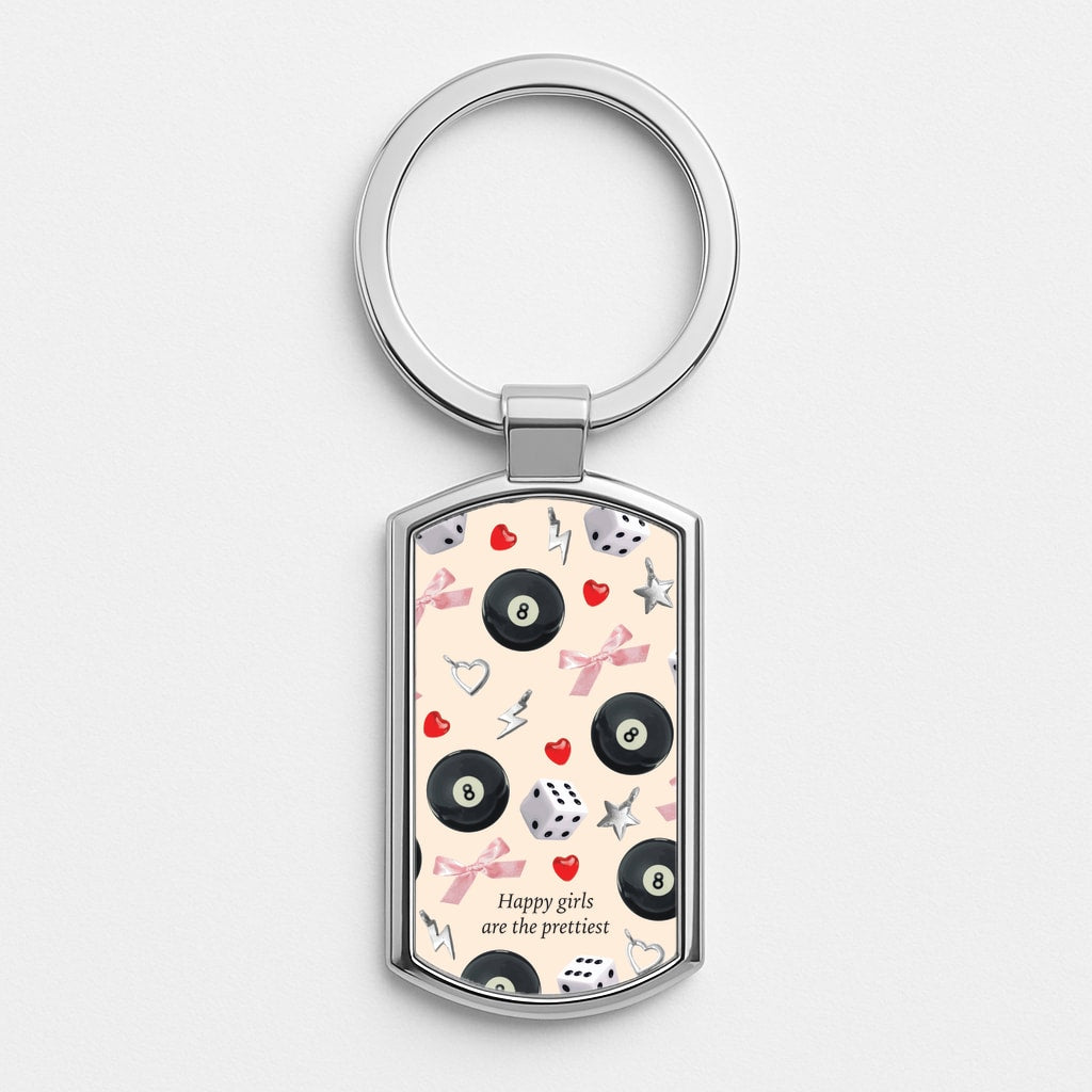 Happy Girls Are The Prettiest Pattern Luxury Keyring