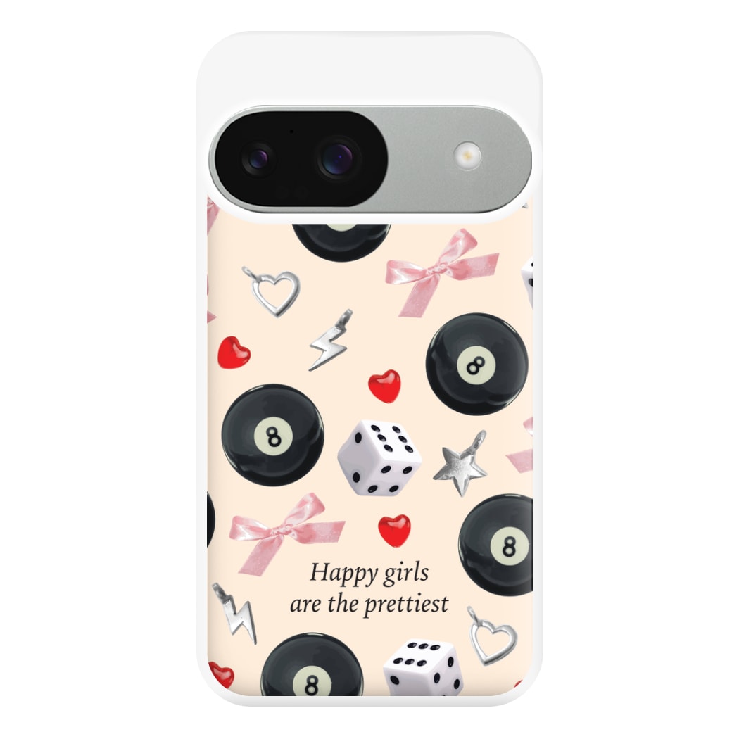 Happy Girls Are The Prettiest Pattern Phone Case for Google Pixel 9 / 9 Pro