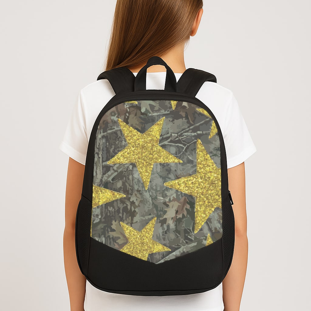 Camo And Glitter Stars Pattern Backpack