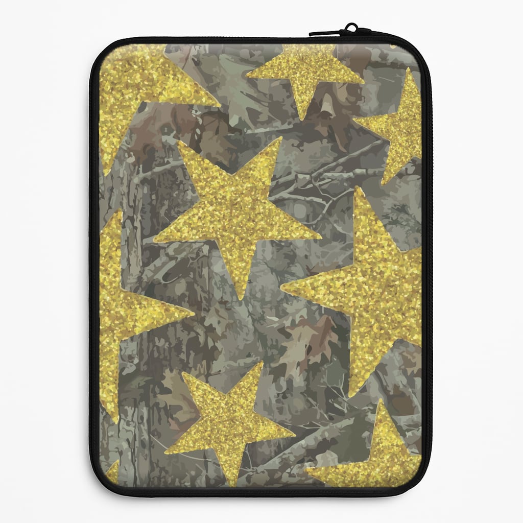 Camo And Glitter Stars Pattern Laptop Sleeve
