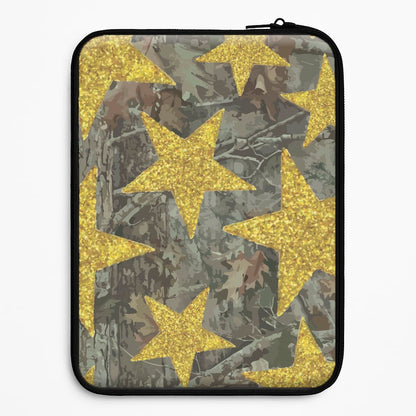 Camo And Glitter Stars Pattern Laptop Sleeve