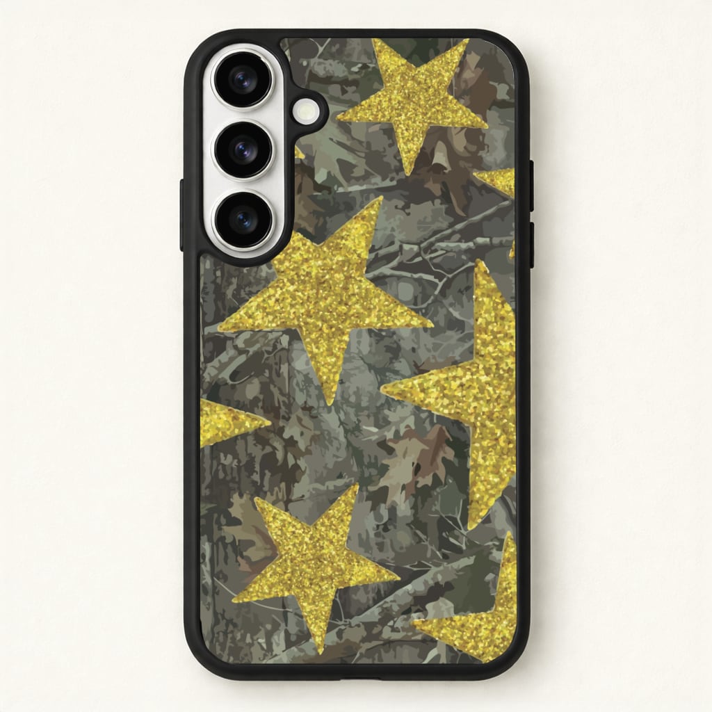 Camo And Glitter Stars Pattern Phone Case for Galaxy S26 Plus