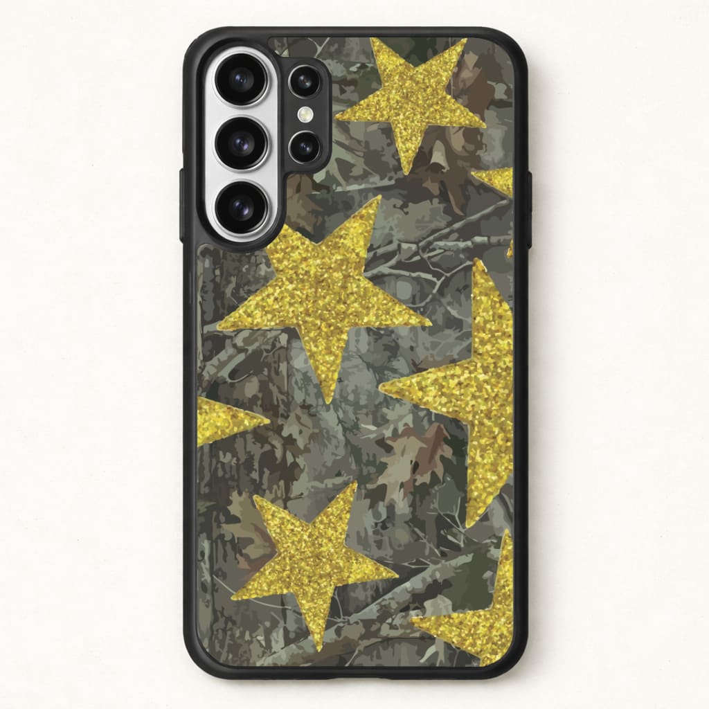 Camo And Glitter Stars Pattern Phone Case for Galaxy S26 Ultra