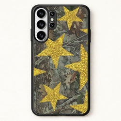 Camo And Glitter Stars Pattern Phone Case for Galaxy S26 Ultra