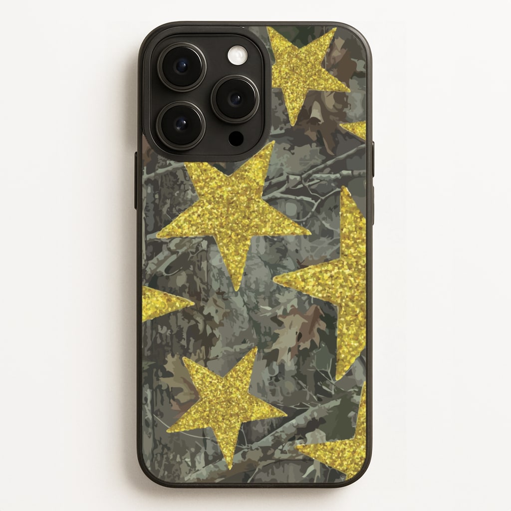 Camo And Glitter Stars Pattern Phone Case