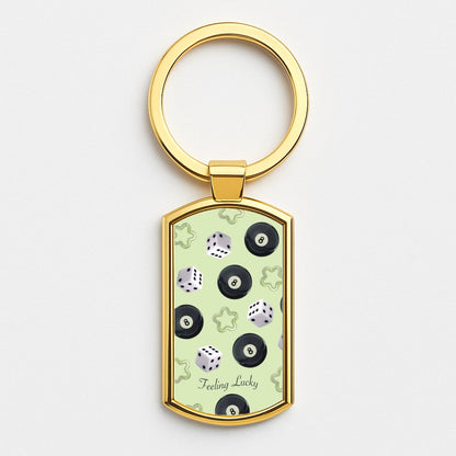 Feeling Lucky Assortment Pattern Gold Keyring