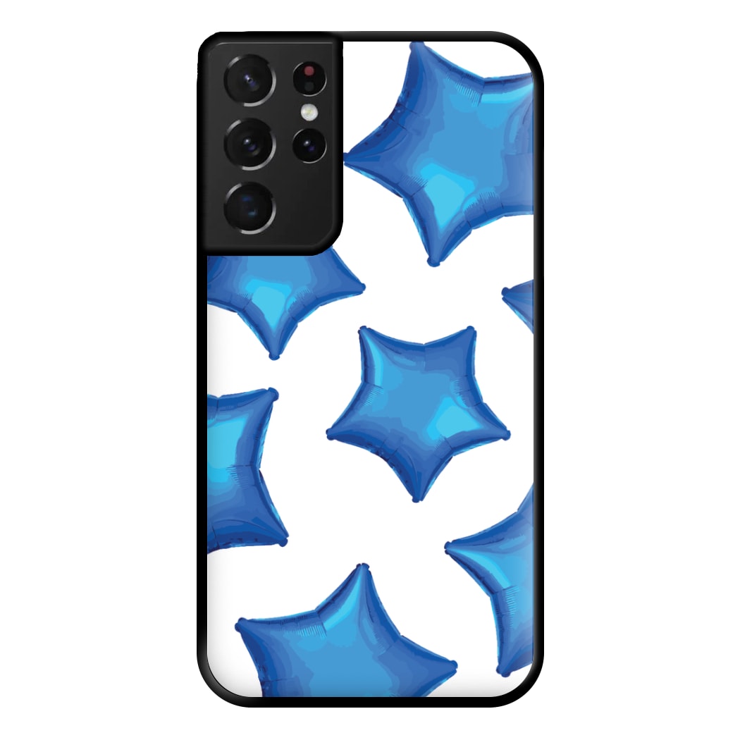 Blue Star Balloons Pattern Phone Case for Galaxy S21 Ultra