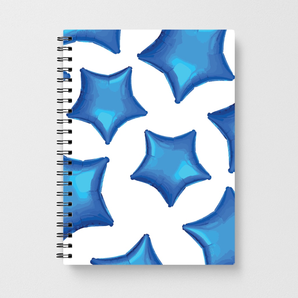 Blue Star Balloons Pattern Notebook