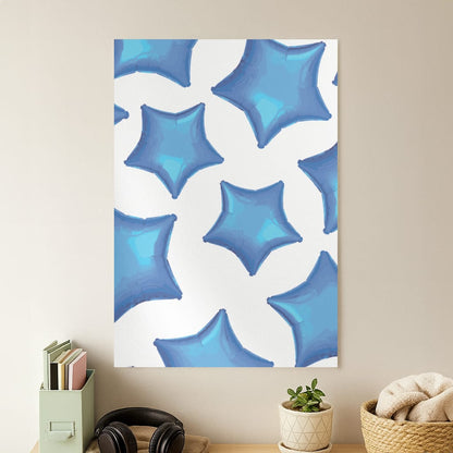 Blue Star Balloons Pattern Poster