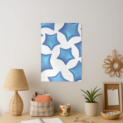 Blue Star Balloons Pattern Art Print